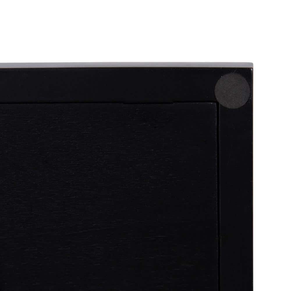 Elegant Black and Gold Rectangular Wooden Tray with Polished Handles, 24x10