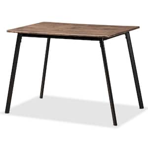 Calder 39.37 in. Rectangle Walnut Brown and Black Wood Top Dining Table (Seats 4)