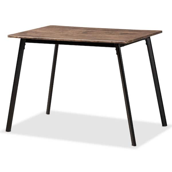 Baxton Studio Calder 39.37 in. Rectangle Walnut Brown and Black Wood Top Dining Table (Seats 4)