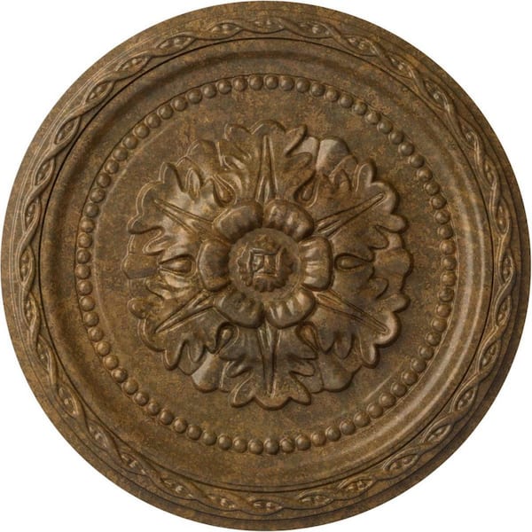 Ekena Millwork 11-1/2 in. x 1 in. Palmetto Urethane Ceiling Medallion, Rubbed Bronze