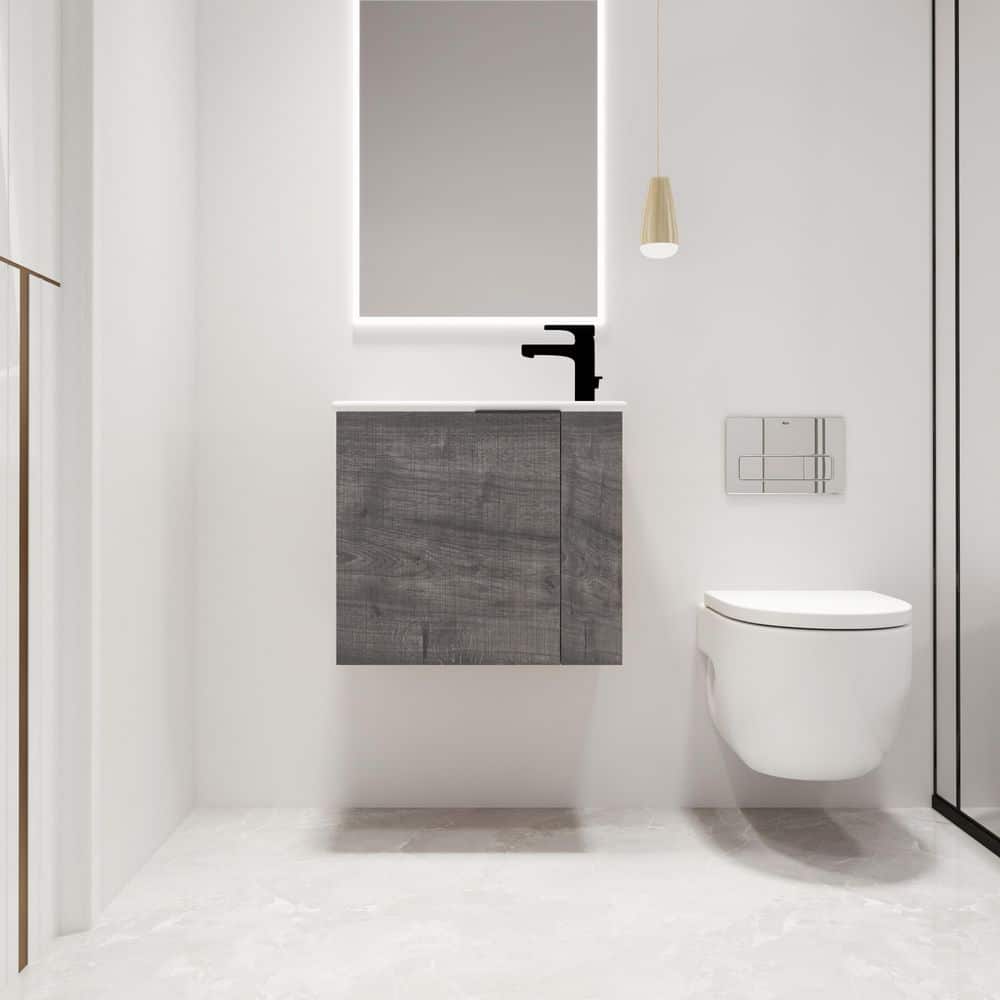 22 in. W x 13 in. D x 19.7in. H Single Sink Wall-Mounted Bath Vanity in Gra