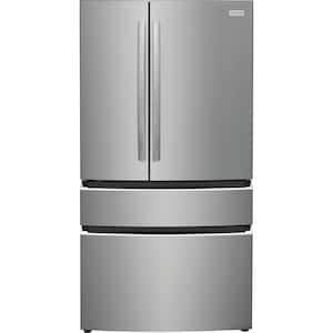 36 in. 27.2 cu. ft. 4 Door French Door Standard Depth Refrigerator in Stainless Steel with Internal Water Dispenser