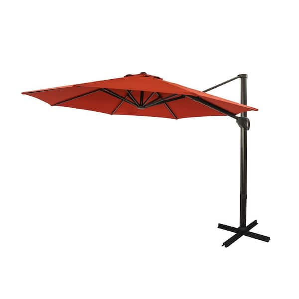 Clihome 11 ft. Cantilever Offset Outdoor Patio Umbrella with Waterproof and UV resistant in Red