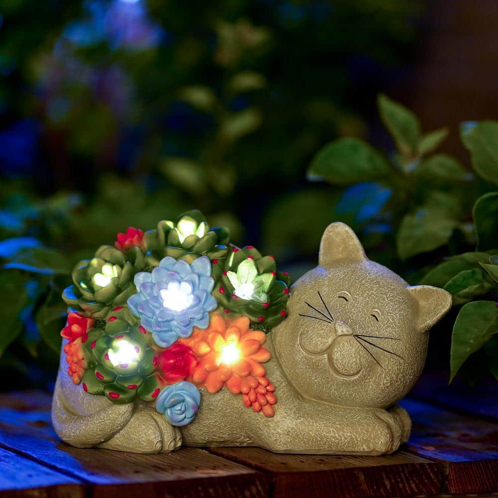 Goodeco Garden Outdoor Cat Statue Cat Resin with Solar Light Outdoor  Decoration for Cat Lovers, Gifts for Housewarming LD202305 The Home Depot