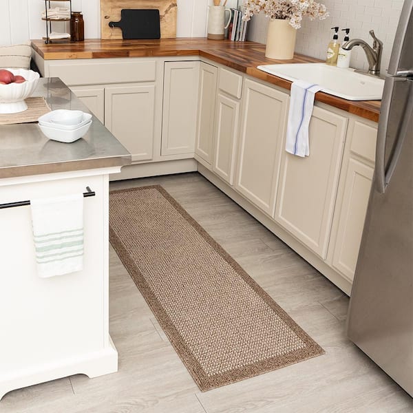 Lemans Border Praline/Starch 2 ft. x 6 ft. Machine Washable Runner Rug
