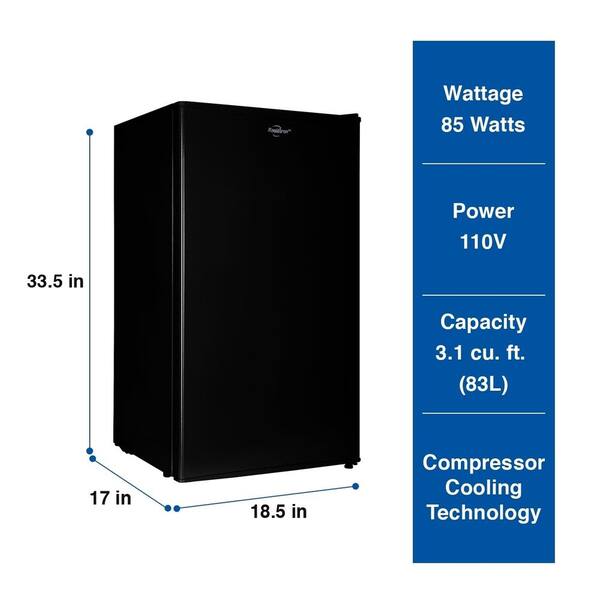 Koolatron 3 3 Cu Ft Compact Fridge With Freezer In Black b The Home Depot