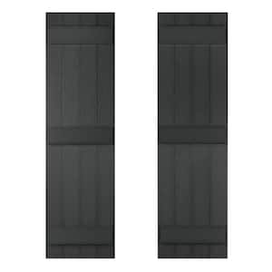 14 in. x 67 in Recycled Plastic Board and Batten Stonecroft Shutter Pair in Black