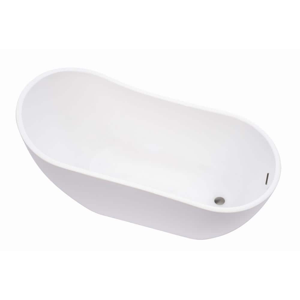 Amara 59" White Acrylic Freestanding Soaking Bathtub