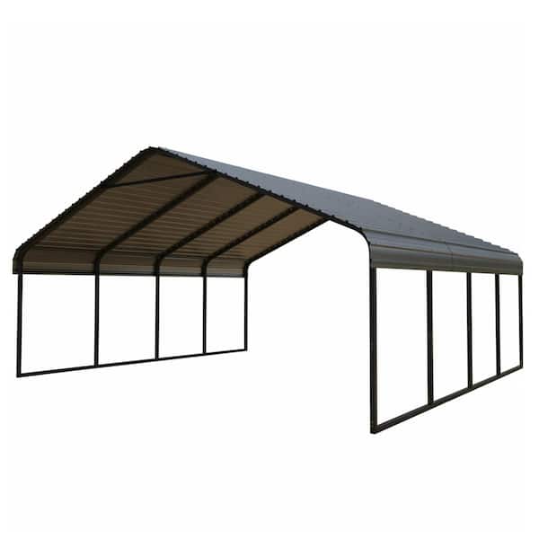 20 ft. W x 20 ft. D x 10 ft. H Gray All-Weather Metal Carport