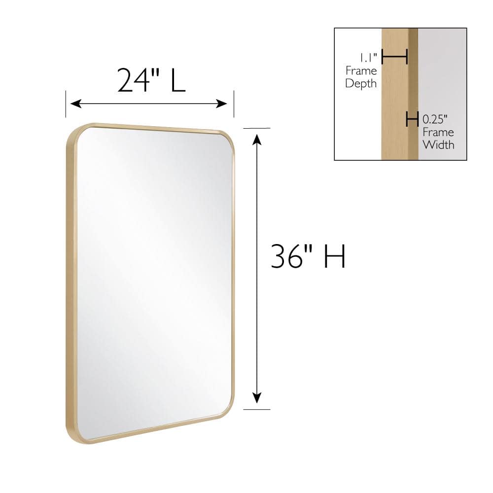 Elegant Isla 24" x 36" Gold Metal Framed Rectangular Wall Mirror