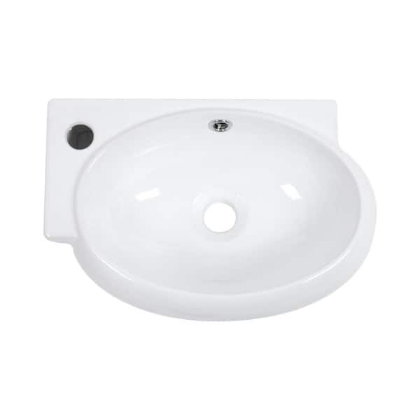 Avex 16.5 in. Wall Mounted Bathroom Sink in White without Faucet and Drain （Left Hand）