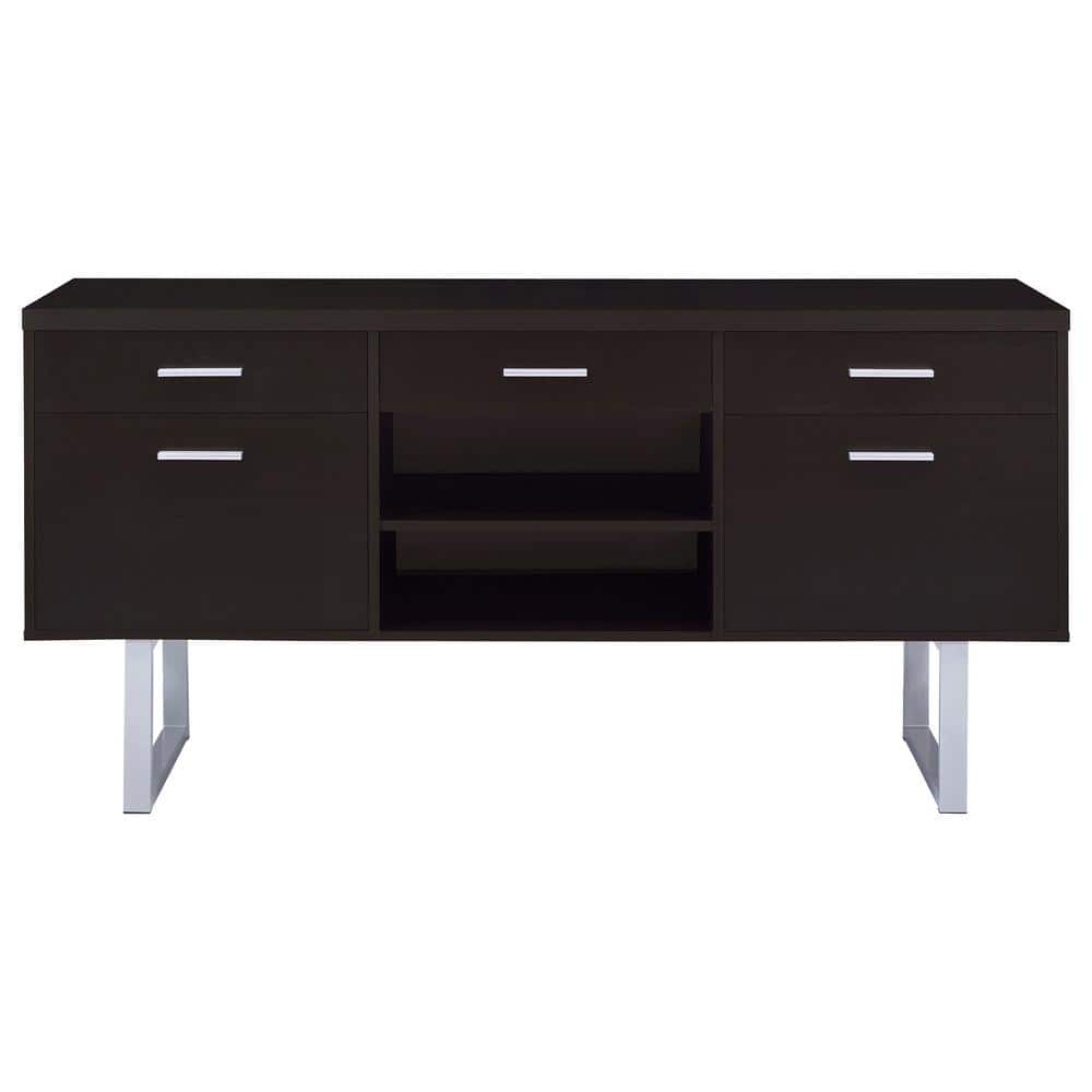 Contemporary 60'' Brown Home Office Desk with Filing Cabinet