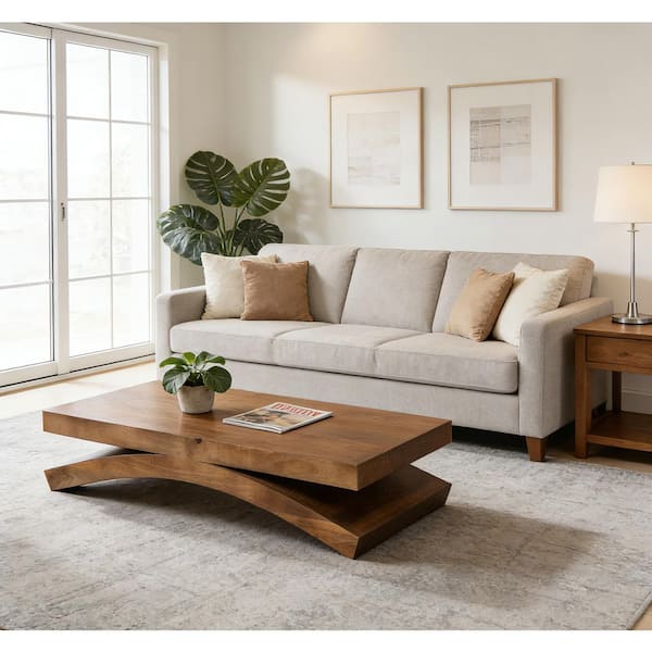 Darsha 55 in. W Brown Rectangle Solid Wood Coffee Table