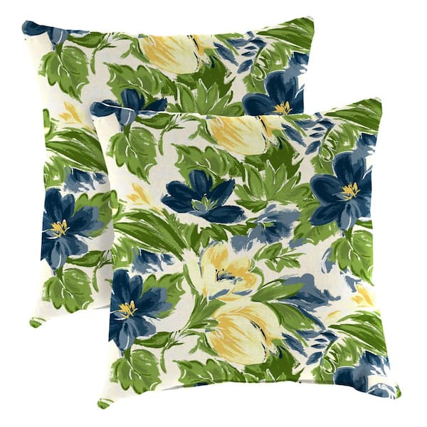 Jordan Manufacturing 16 in. L x 16 in. W x 4 in. T Square Outdoor Throw Pillow in Rebecca Asparagus (2-Pack)