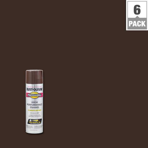 Rust Oleum Professional 15 Oz High Performance Enamel Gloss Dark Brown Spray Paint 6 Pack 7548838 The Home Depot