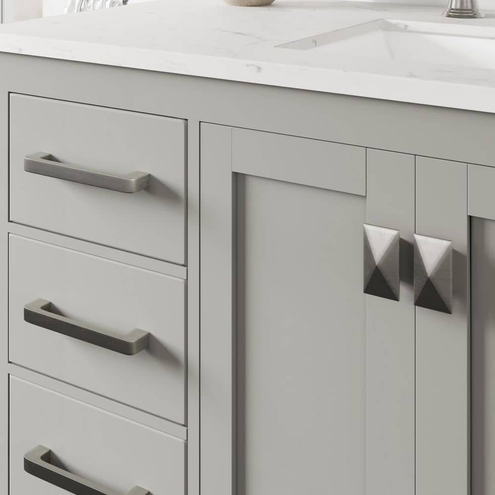 Elegant Aberdeen 42" Transitional Gray Vanity with White Carrara Marble Top
