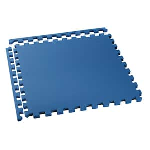 Blue 3/4 in. Thick 24 sq. ft. Multipurpose Foam Exercise Gym Flooring Trade Show Tiles 24 in. W x 24 in. L- 6 Tiles/Pack