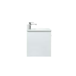 36 in. W Single Bath Vanity in White with Engineered Stone Vanity Top in Ivory with White Basin with Backsplash
