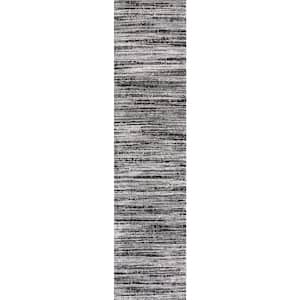 Loom Modern Strie' Black/Gray 2 ft. x 8 ft. Runner Rug