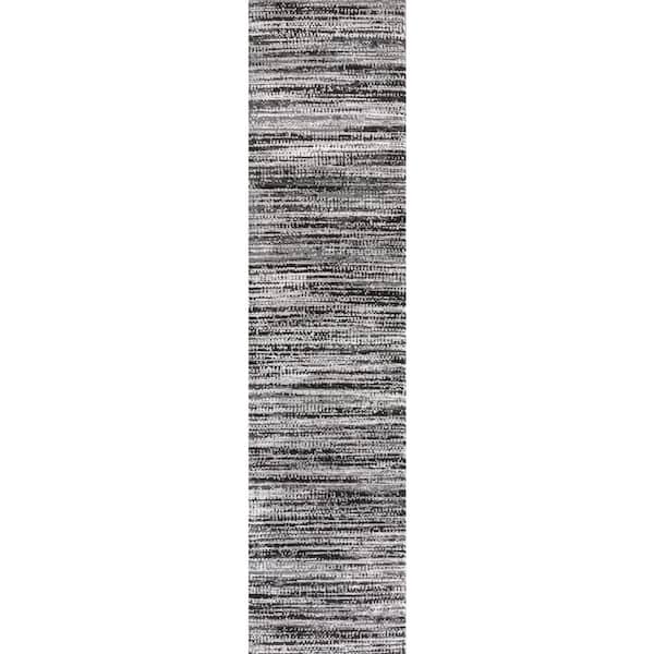 Loom Modern Strie' Black/Gray 2 ft. x 8 ft. Runner Rug
