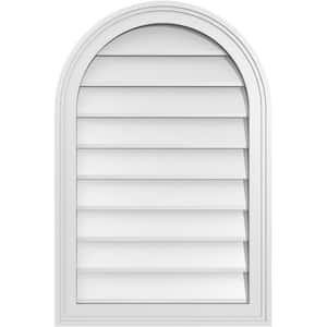 20 in. x 30 in. Round Top White PVC Paintable Gable Louver Vent Non-Functional