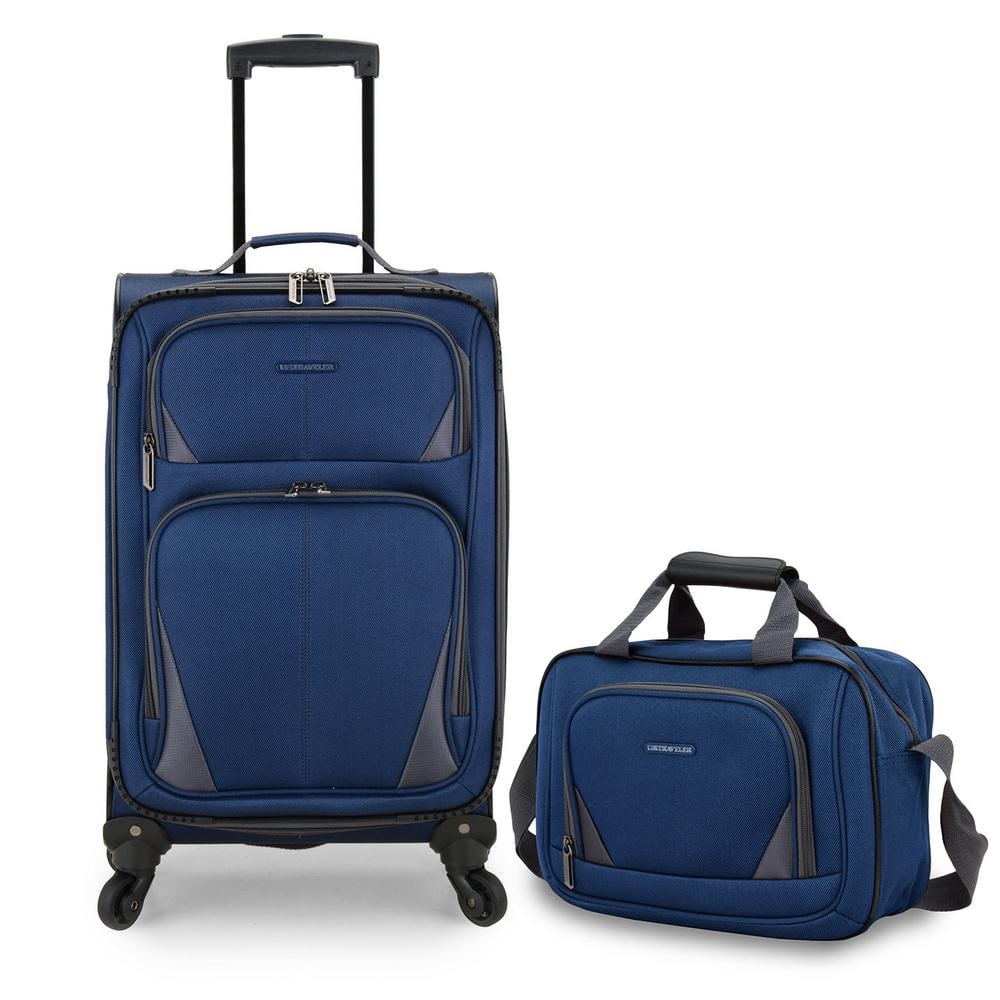 Blue Polyester Two Wheel Small Luggage Bag With High Weight