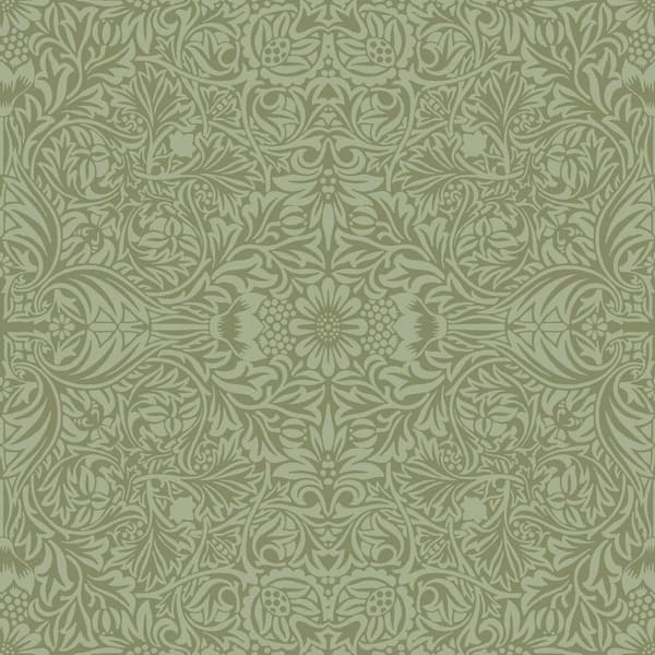 Green Ceiling Intricate Floral Wallpaper