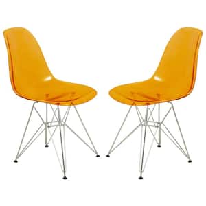 Cresco Transparent Orange Side Chair Set of 2