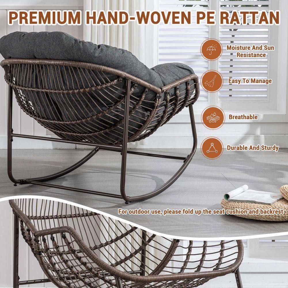 Specification points for a premium hand-woven outdoor rocking chair.