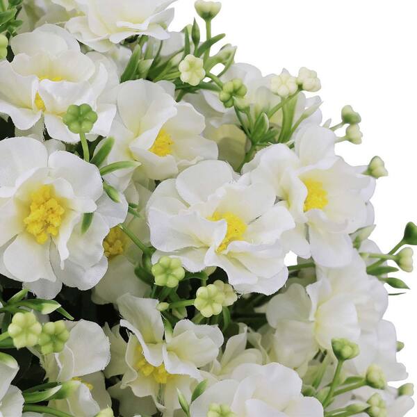 24 in. GreenandWhite Faux Flower Artificial Snow Lotus Potted