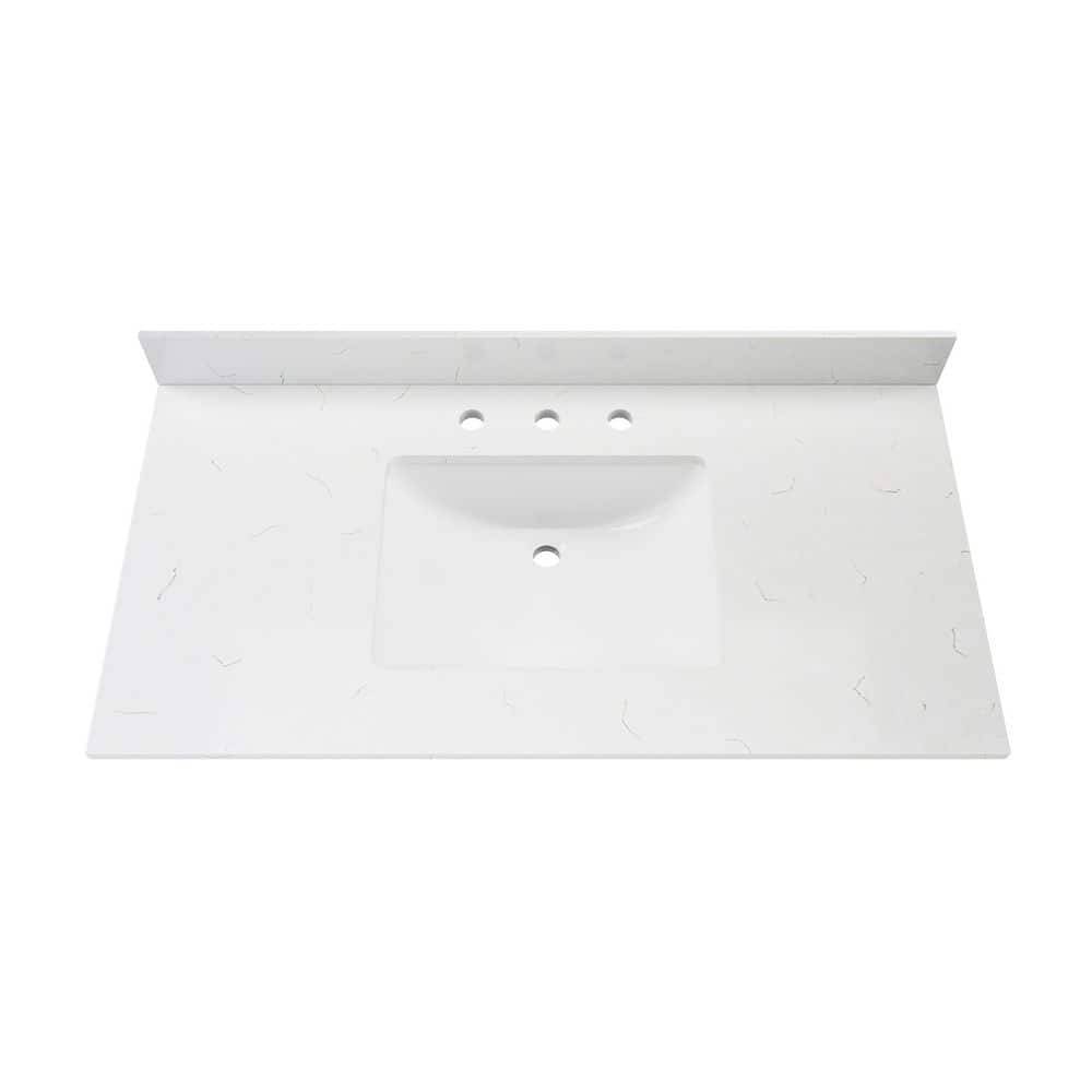43 in. W. x 22 in. D Quartz Carrara White Rectangular Single Sink Bathroom Vanity Top in Carrara White price history on PriceWatchPro