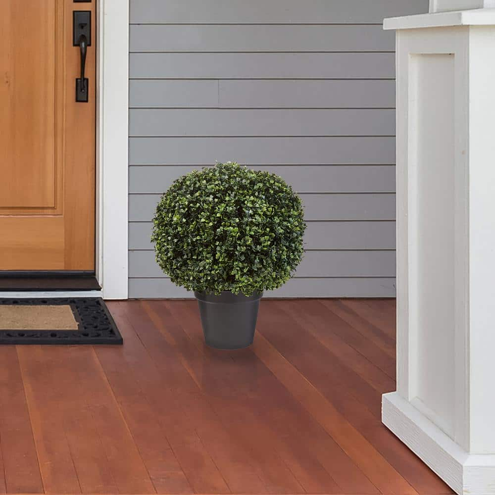 Pure Garden 23 in. Artificial Realistic Faux Boxwood Topiary