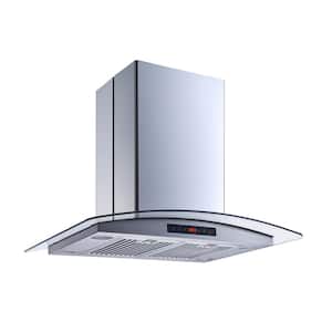 30 in. 439 CFM Convertible Island Mount Range Hood in Stainless Steel and Glass with Baffle Filters and Touch Control