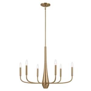 Deela 28 in. 6-Light Champagne Bronze Candle Circle Chandelier for Dining Room