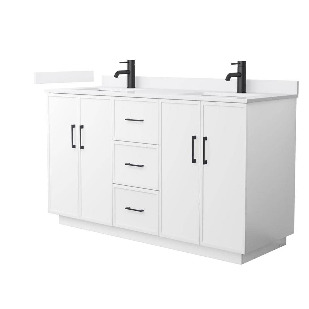Elan TK 60 in. Double Freestanding White Bath Vanity with White Cultured Marble Top (Assembled) price history on PriceWatchPro