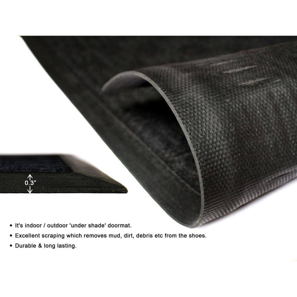 Black Rubber Patterned Outdoor Doormat, 24" x 36"