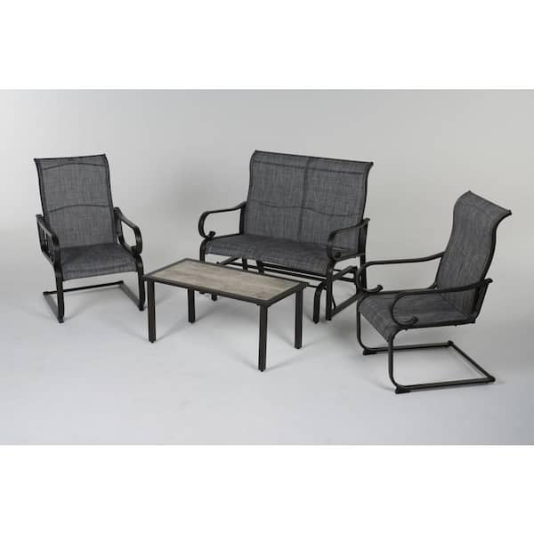 BANSA ROSE 4-Piece Metal Sling Mesh Patio Conversation Set