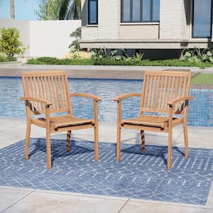 Brown Acacia Wood Patio Dining Chair (2-Pack)
