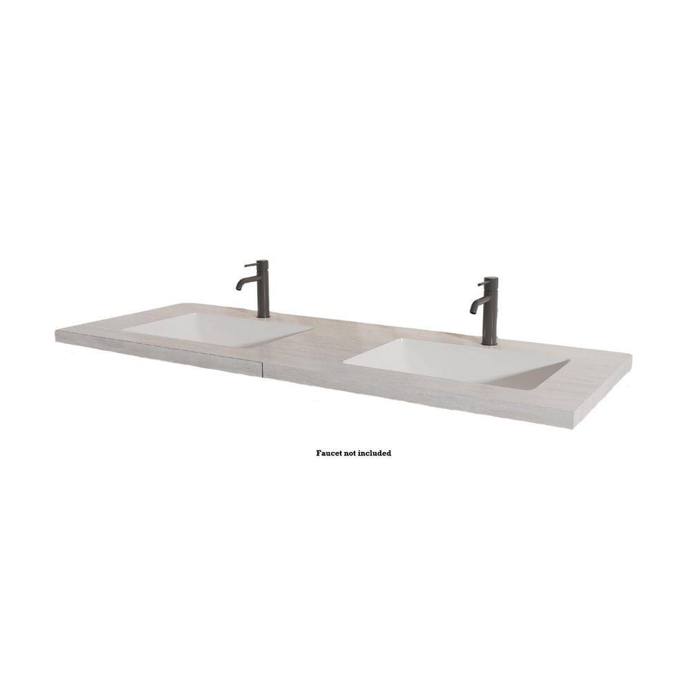 60 in. W x 21.7 in. D Porcelain Double Sink Vanity Top in Travertine White with Pre-Drilled Faucet Hole price history on PriceWatchPro