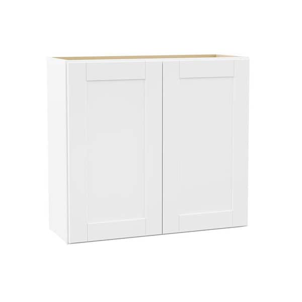 Shaker 33 in. W x 12 in. D x 30 in. H Assembled Wall Cabinet in Satin White