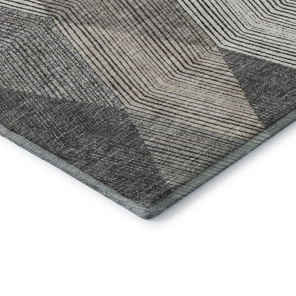 Mayfield Premium Machine Washable Abstract AMF962 Pewter 2 ft. 3 in. x 7 ft. 6 in. Runner Rug