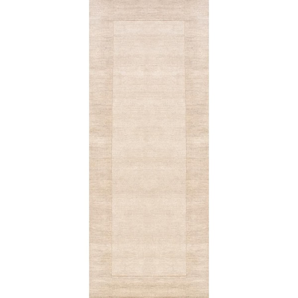 nuLOOM Paine Solid Border Beige 3 ft. x 8 ft. Runner Rug