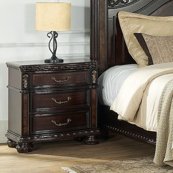 ACME Louis Philippe Nightstand Vintage Wood 2 Drawer Bedside Table Storage  2021