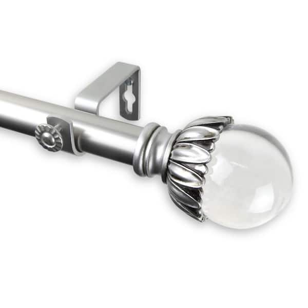 Rod Desyne Pixie 160 in. - 240 in. Adjustable 1 in. Dia Single Curtain Rod in Satin Nickel