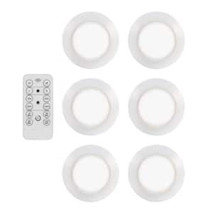 Battery Operated LED Puck Lights with Remote (6-Pack)