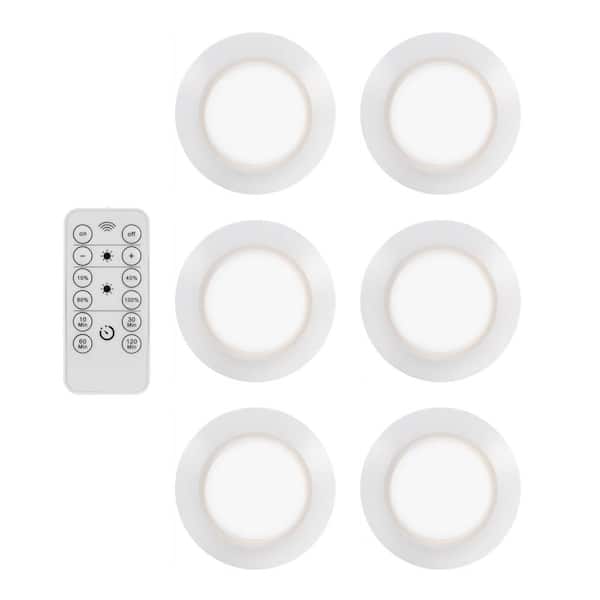 Energizer Battery Operated Dimmable LED Puck Light with Remote, 6 Pack,  White