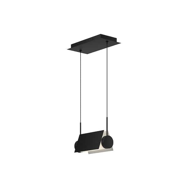 KUZCO Phoenix 9 in. 1 Light 13-Watt Black/White Integrated LED Pendant Light