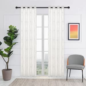 Adelaide Embroidered Grommet Sheer Curtain 52 in. W x 108 in. L in White
