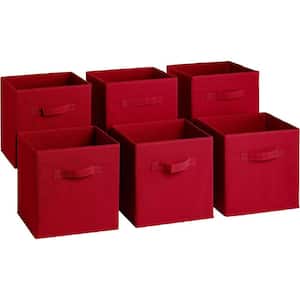 11 in. H x 10.5 in. W x 11 in. D Red Foldable Cube Storage Bin (6-Pack)