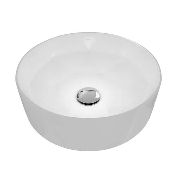 Valera 16 in. Vitreous China Round Vessel Bathroom Sink in White